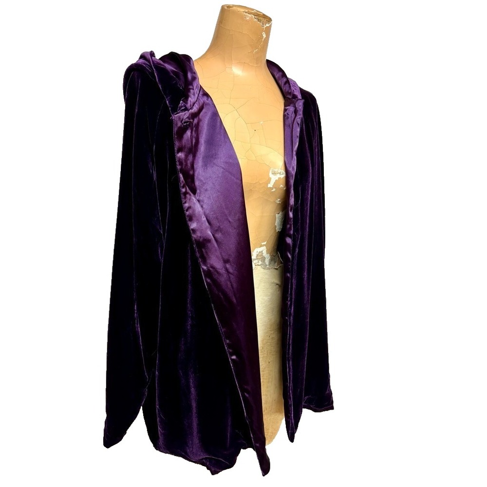 April Cornell Purple Silk Blend Velvet Hooded Opera Coat Cloak Small Vintage